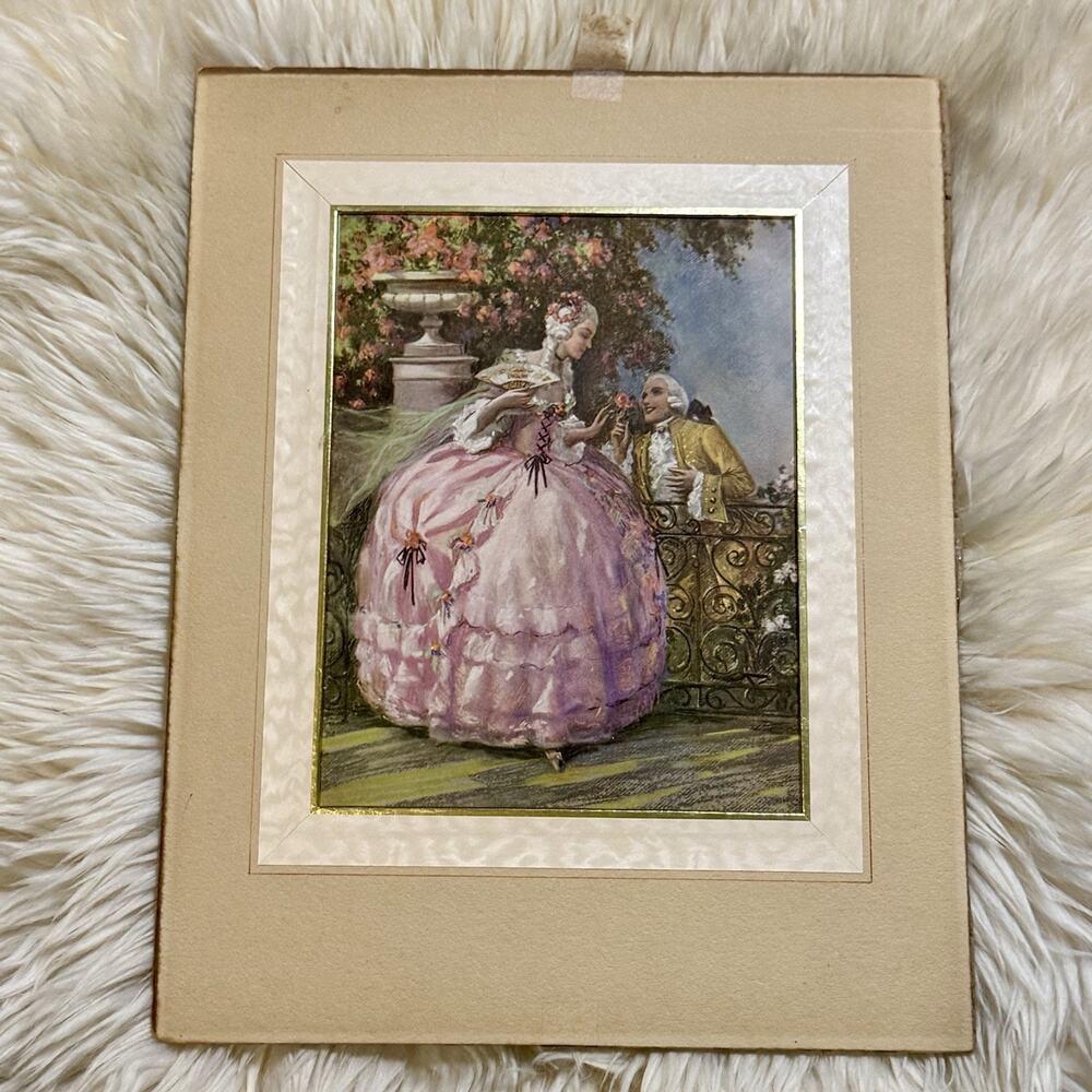 VTG Matted English Art Print “Summer Song” & 1939 New Year Letter Behind It 1939